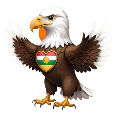 an eagle with its back turned and the Kurdistan flag on its back sticker