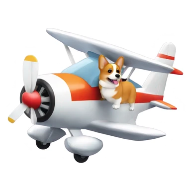 Corgi in a small airplane  sticker