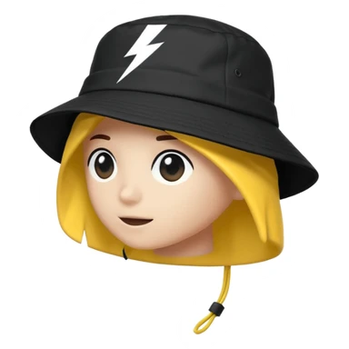 A streetwear-style bucket hat with a small lightning bolt on the side, minimalistic design sticker