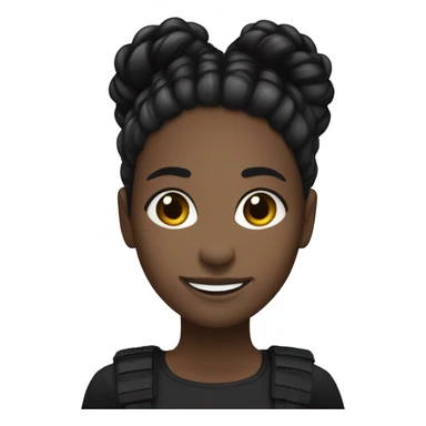 blackgirl with long blacks braid and brown eyes and a molle under her right eye she's smiling and wears black clothes sticker
