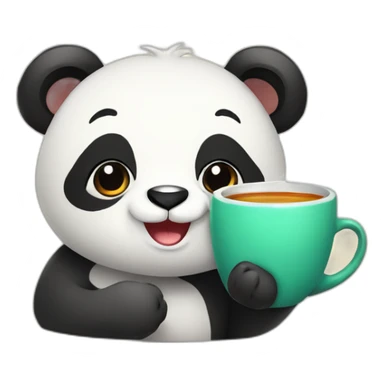 Cute panda with cup of tea sticker