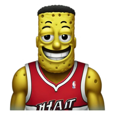 spongebob wearing red miami heat jersey sticker