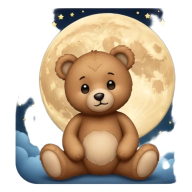 Teddy bear looking at moon sticker
