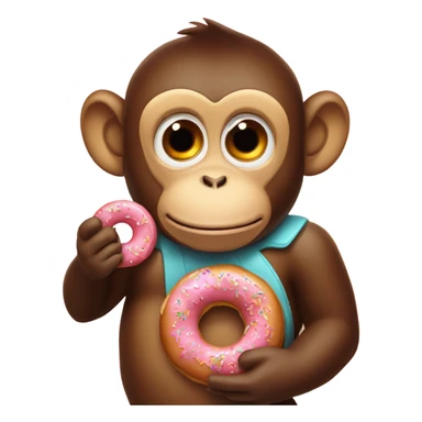 a monkey eating a donut sticker