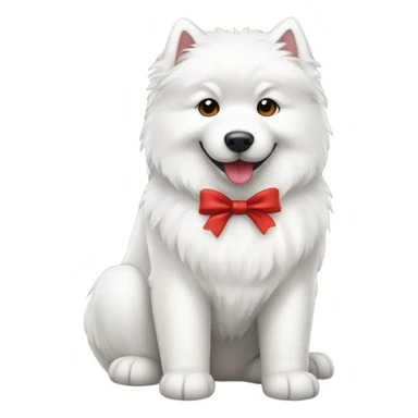 Samoyed dog with a red bow sticker