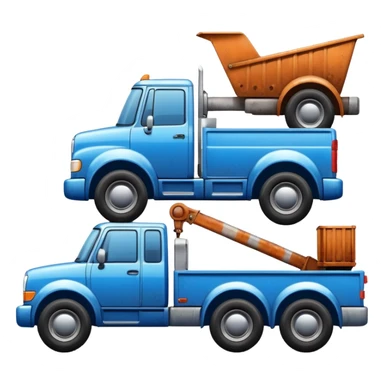 A car towed by a truck,the towed car is at right side and it’s tilt sticker