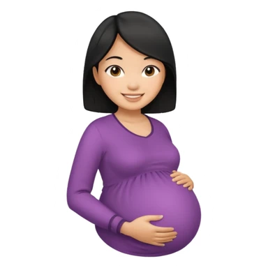pregnant asian woman with black hair sticker