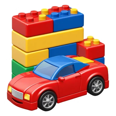 Toy car beside building blocks sticker