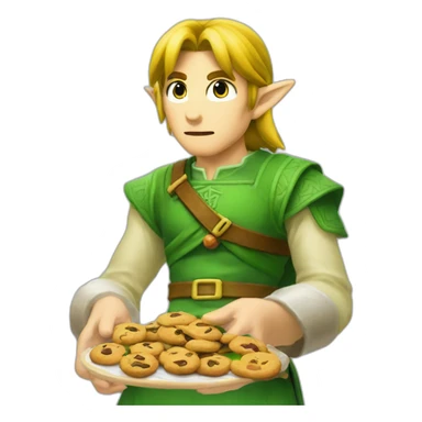 Link de Zelda qui mange un cookies sticker