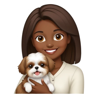 dark-skinned woman holding a Shih Tzu dog sticker