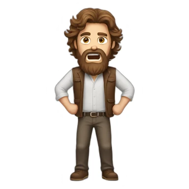 long brown haired bearded man raging sticker
