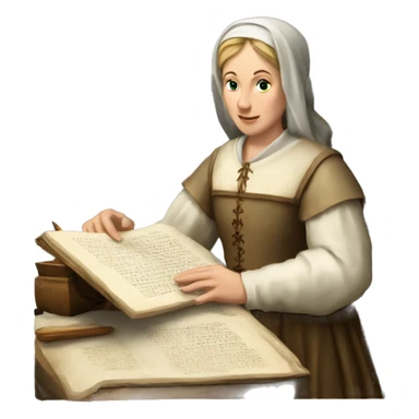caucasian medieval scribe womenscribe sticker
