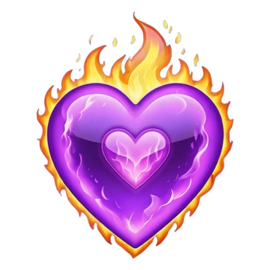 Purple fire heart  sticker