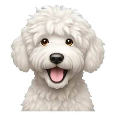 happy white fluffy labradoodle sticker
