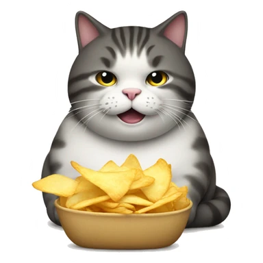 Fat cat eating chips sticker