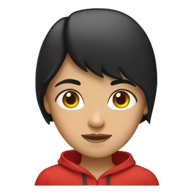 Female with black hair and red hoodie sticker