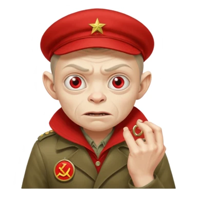 Голлум в красной шапке ушанке (на которой нарисован герб СССР)  и костюме работника метро с буквой "М" держит в руках 2 кольца и злится sticker