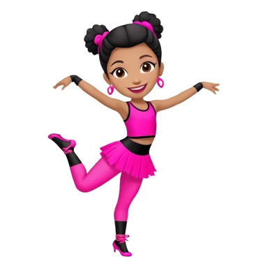 "A dancer in neon pink and black outfit with a smile and a look of surprise." sticker