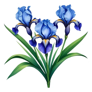 big bouquet Sky Blue Iris, luxuriant, leaf, bud sticker