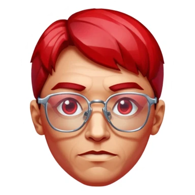 A single red crystal gemstone character wearing glasses,  irregular with faceted very sharp sides,, , high detail, sticker