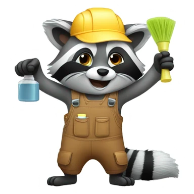 raccoon with cleaning spray in hands sticker