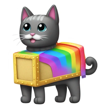 Nyan Cat King Full body  with rainbow box covering it’s whole back sticker