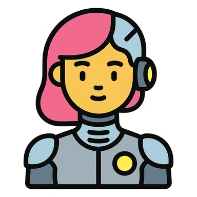 futuristic cyborg girl with metallic features and glowing accents sticker