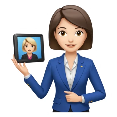 news anchor woman, with a screen with a prompter in front of her sticker