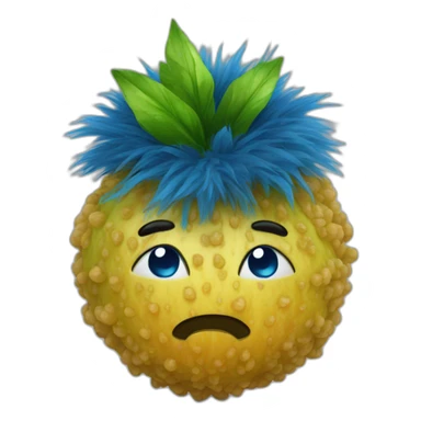 very hairy blue ball fruit sticker