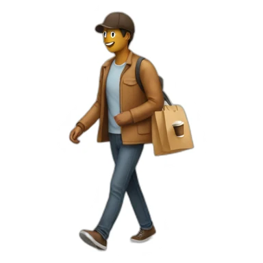 Walking to buy coffee sticker