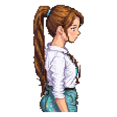 chica de cabello largo castaño con coleta sticker