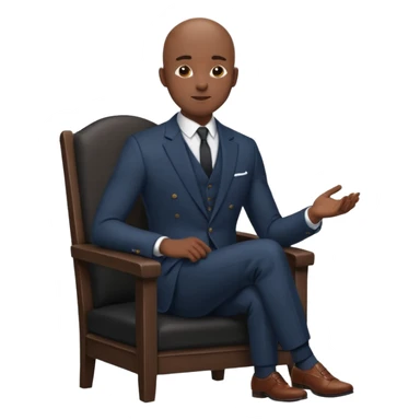 Black man, bald, in a suit, sitting on a chair  sticker