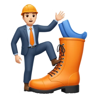 Giant orange boot stepping on an office worker  sticker