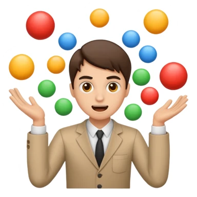 an emoji that depicts a product manager juggling work with panic, can you make it more gender neutral  sticker