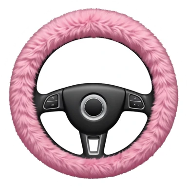 steering wheel with fluffy pink cover sticker