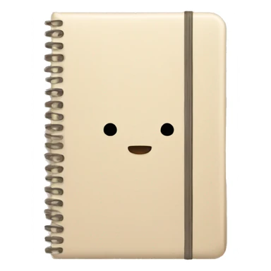 a notebook placed, closed, beige cover sticker