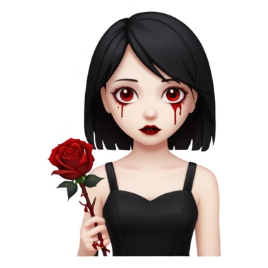 Bloody black rose emo girl sticker