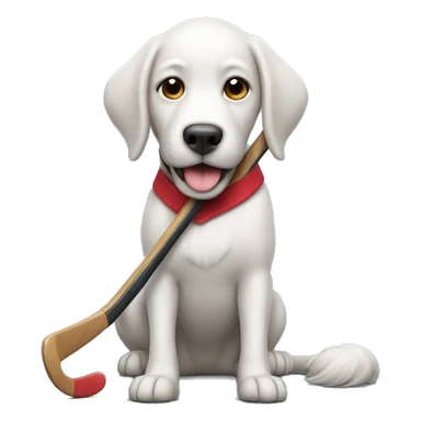 dog with a hockey stick  sticker