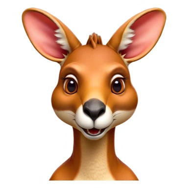 Cinematic Comical Adult Red Kangaroo Portrait Emoji, Head tilted dramatically with an exaggeratedly shocked expression, featuring a robust, dynamic build with a uniquely red kangaroo-shaped head sporting an elongated snout and wide, comically expressive eyes full of playful disbelief, Simplified yet hilariously expressive features, highly detailed, glowing with a slightly sassy outback glow, high shine, dramatic yet playful, stylized with an air of cheeky wild mischief, soft glowing outline, capturing the essence of a meme-worthy kangaroo that looks ready to bound its way into viral fame! sticker