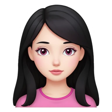 Clean girl long and black Hair an pink cheeks sticker