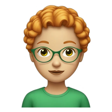 Ginger headed girl with green eyes and glasses sticker