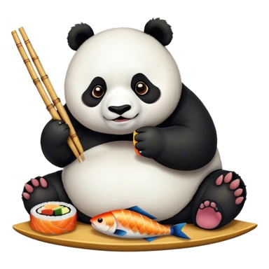 A fat panda eating sushi  sticker