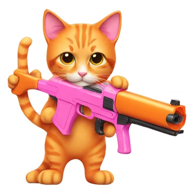 Orange cat with pink gun  sticker