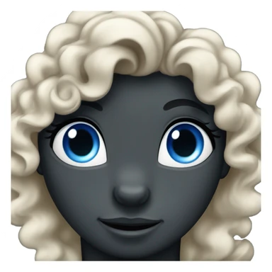 Black cute face of a horse with a women face curly hair and blue eyes sticker