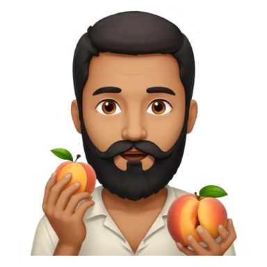 Indian man with a long beard eating a juicy peach sticker