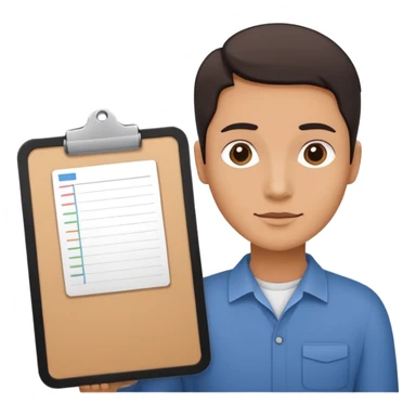 Minimalistic flat vector icon, iOS style, thin black contour on white background. Person silhouette with a project board (kanban/task board) behind. No text, no shadows.
 sticker