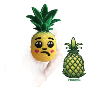 3D elegant shy pineapple  🍍 with big shiny eyes. The pineapple is embroidered ☺️ sticker