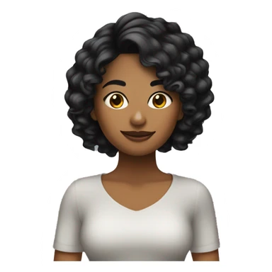 chica d cabello negro corto blanca de pie enzeñando una mano sticker