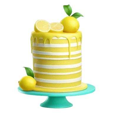 Isolated realistic layered lemon cake on tiffany blue cake stand. sticker