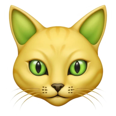 furless dark yellow alien cat face with green ailen eyes sticker
